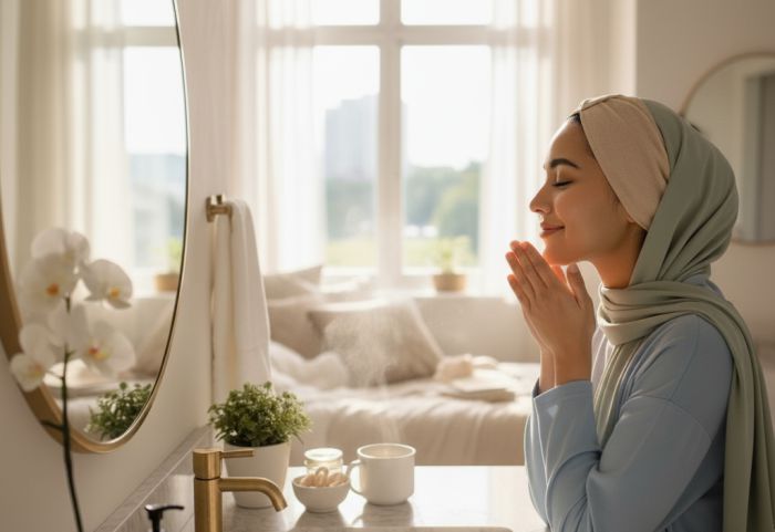 melakukan perawatan wajah